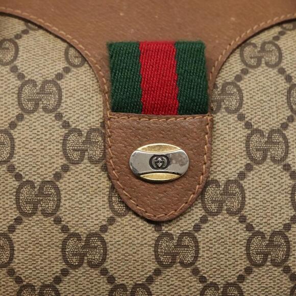 GUCCI GG Supreme Web Sherry Line Boston Bag Pvc Beige Gold - Picture 14 of 16